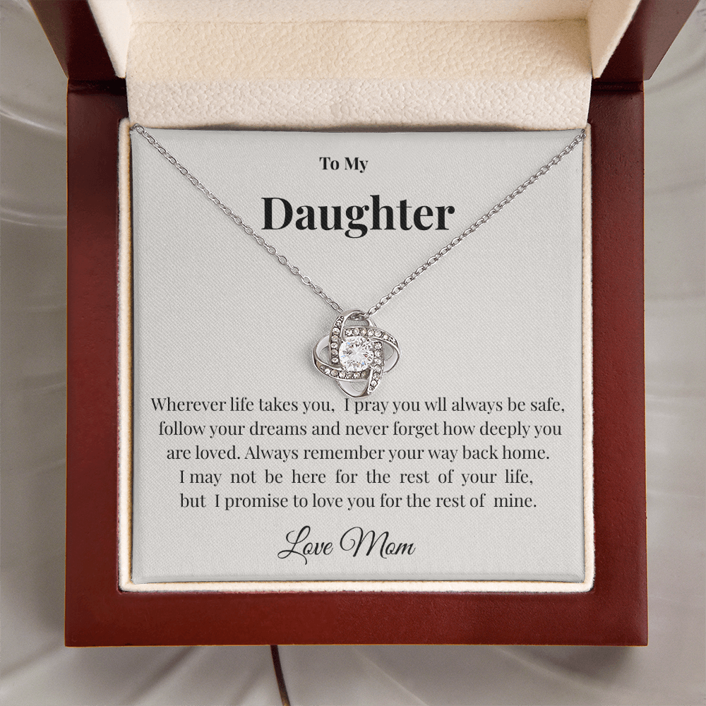 To My Daughter Pendant | Love Knot Necklace for Birthday, Christmas & Graduation