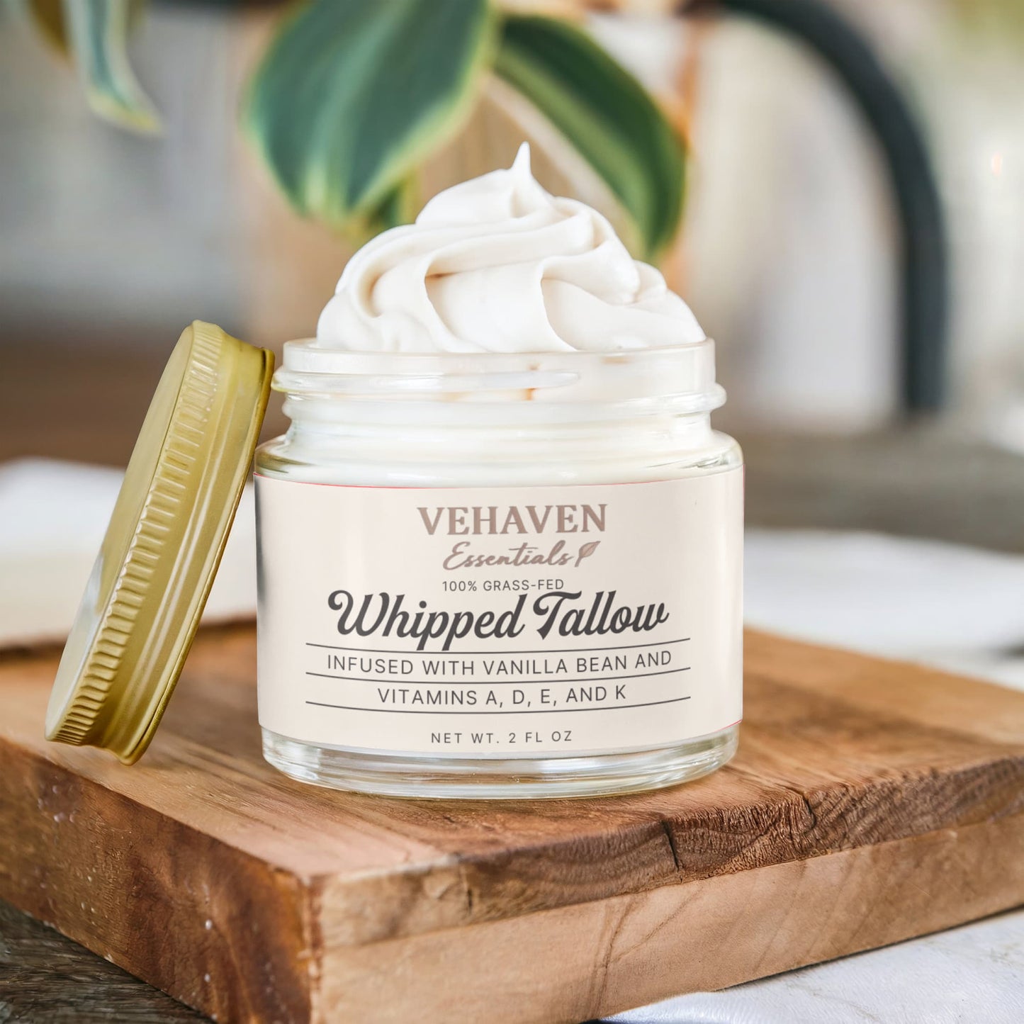 VEHAVEN ESSENTIALS Whipped Grass-Fed Tallow Balm with Vanilla Bean