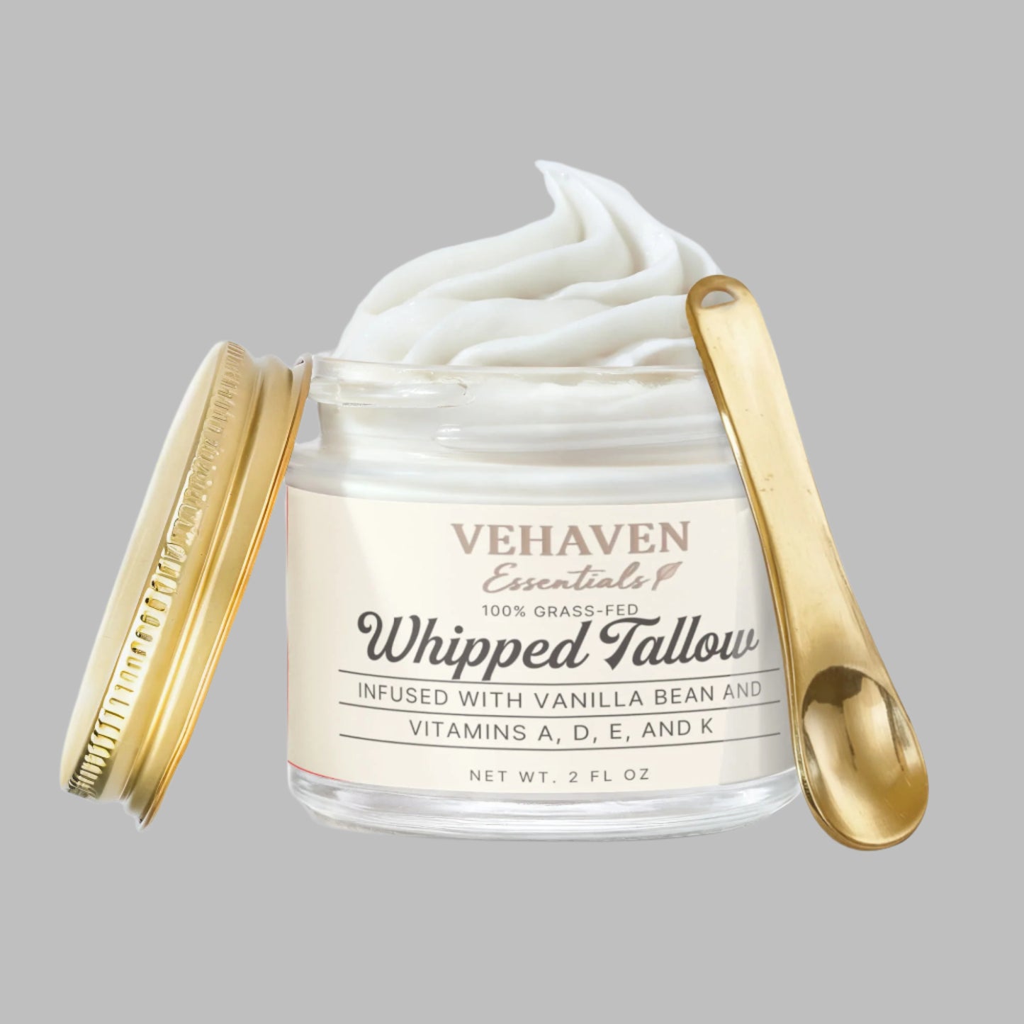 VEHAVEN ESSENTIALS Whipped Grass-Fed Tallow Balm with Vanilla Bean