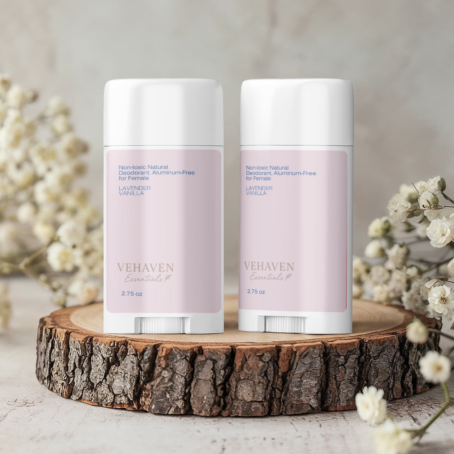 VEHAVEN ESSENTIALS 2 Pack Non-toxic Natural Deodorant, Aluminum-Free for Women