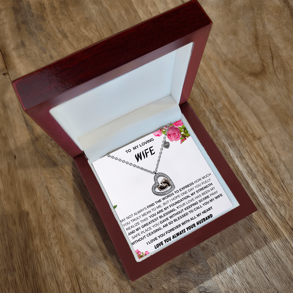 To My Wife - Baby Feet Heart Necklace