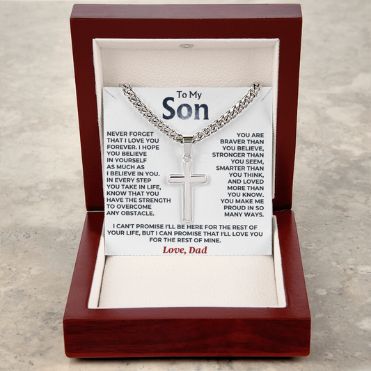 To My Son Cuban Link Cross Necklace – A Father's Promise of Love