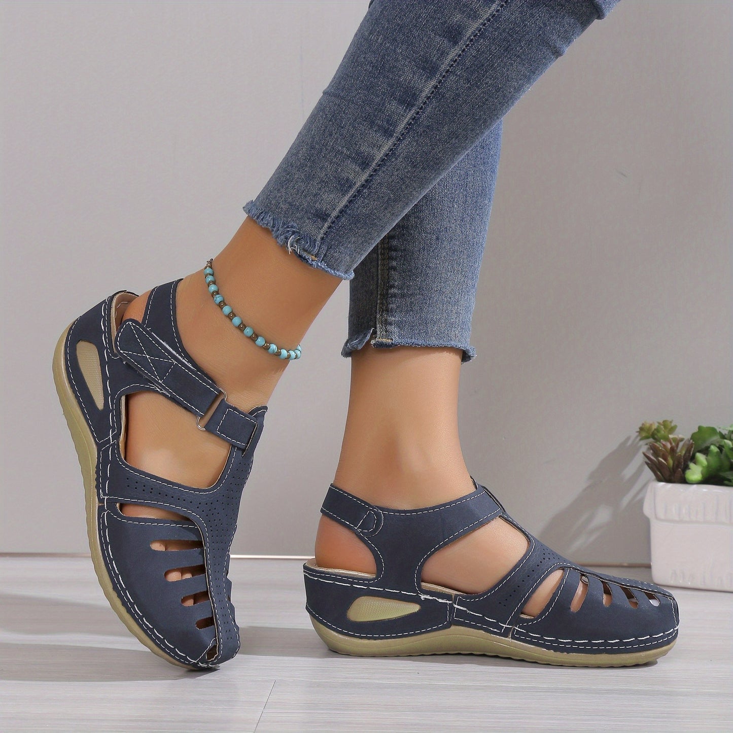 Fashionable Womens Wedge Sandals - Comfortable Platform Heels with Secure Ankle Straps - Durable Solid Colors for Stylish Summer Footwear