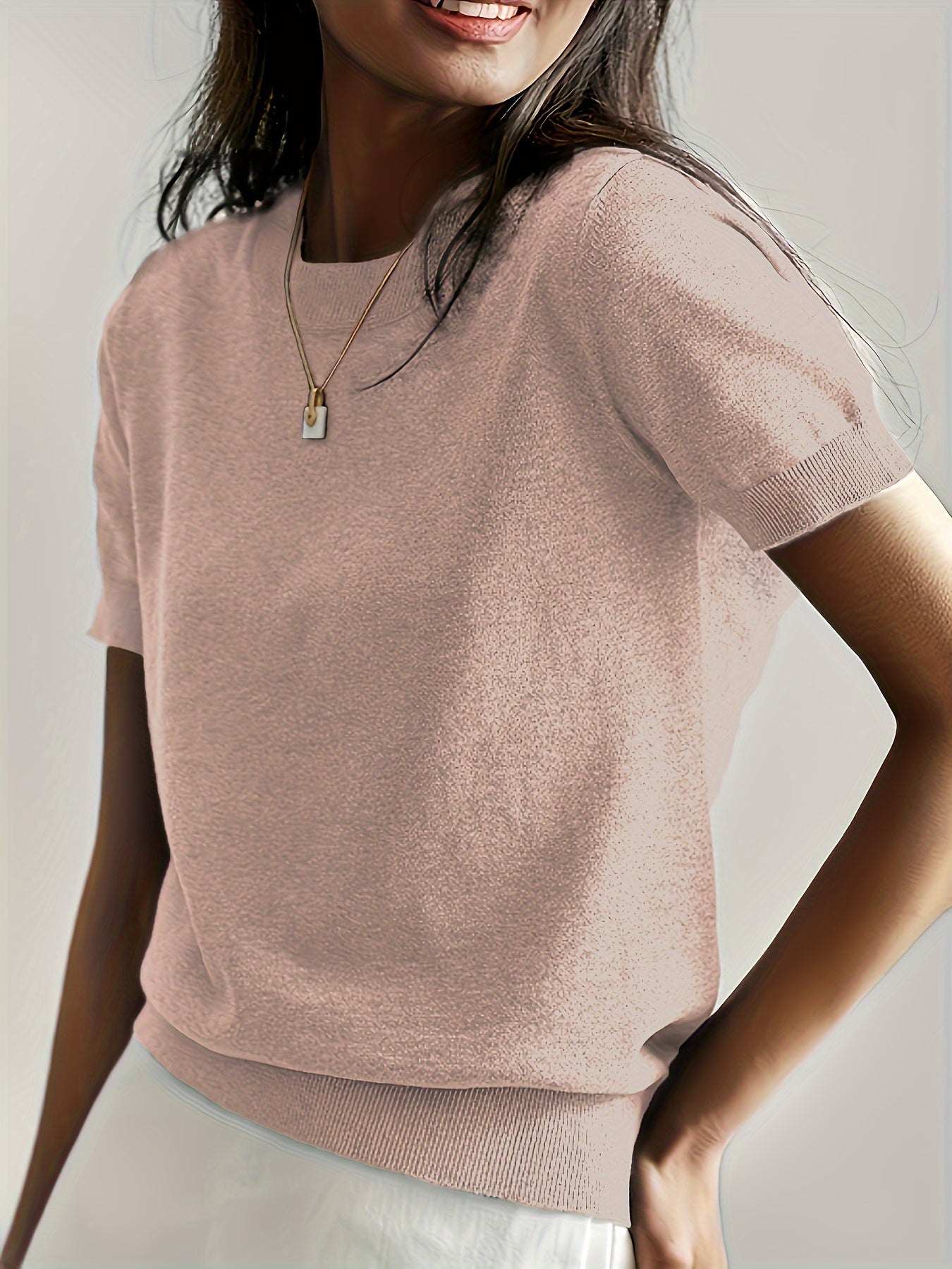 Womens Valentines Day Charm - Lightweight Crew Neck Sweater with Short Sleeves - Perfect for Spring & Summer Romance - Versatile Casual Wear