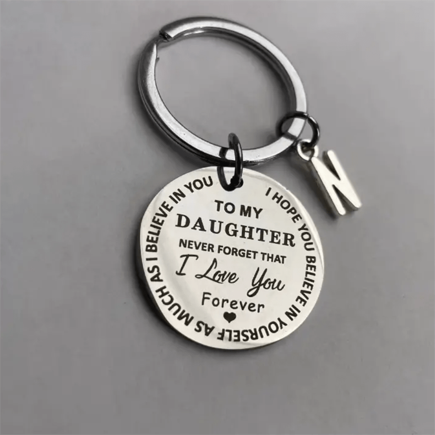 Stainless Steel Engraved Keychain Inspirational Gift For Son/ Daughter Keyring Ornament Bag Purse Charm Accessories