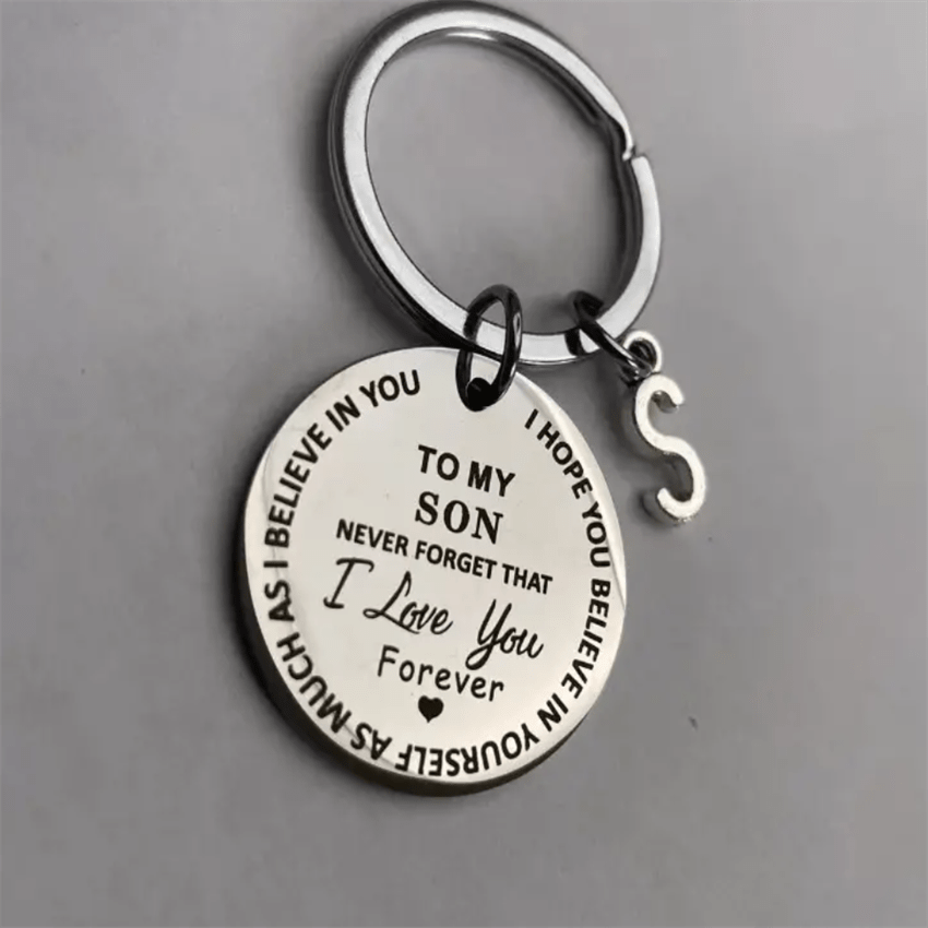 Stainless Steel Engraved Keychain Inspirational Gift For Son/ Daughter Keyring Ornament Bag Purse Charm Accessories