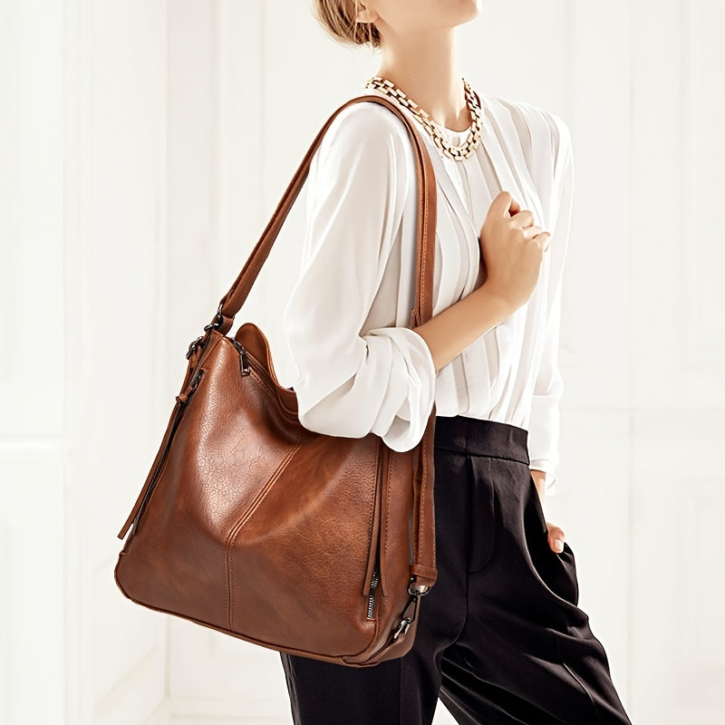 3-Piece Retro Tote Bag Set for Women - Stylish Shoulder & Crossbody Bags with Matching Clutch Coin Purse - Versatile Vintage-inspired Style for Everyday Elegance