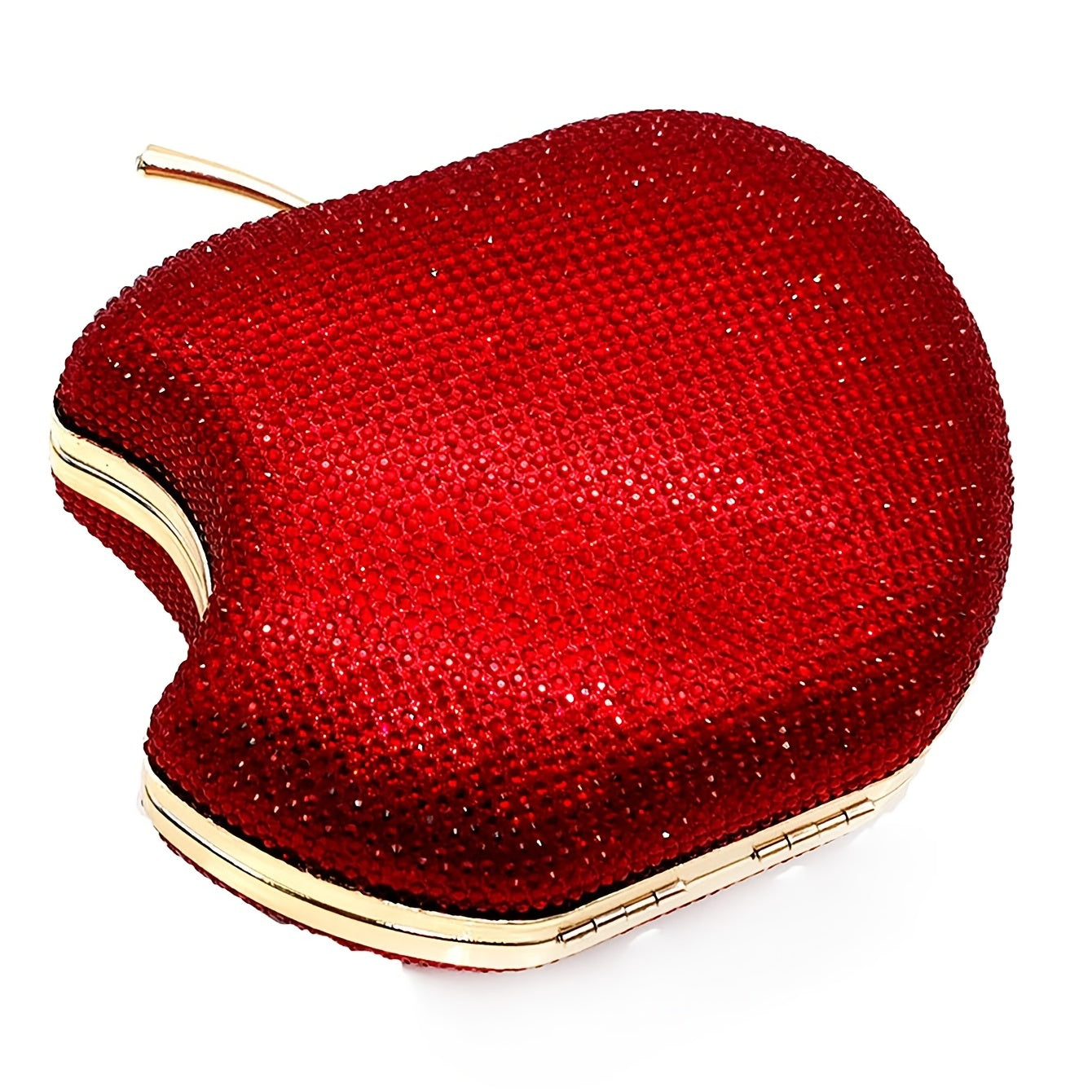 Mini Red Apple Evening Bag, Rhinestone Clutch Prom Purse, Sparking Handbag For Wedding & Party (5.91*5.12*2.36) Inch Best Gifts for Carnaval
