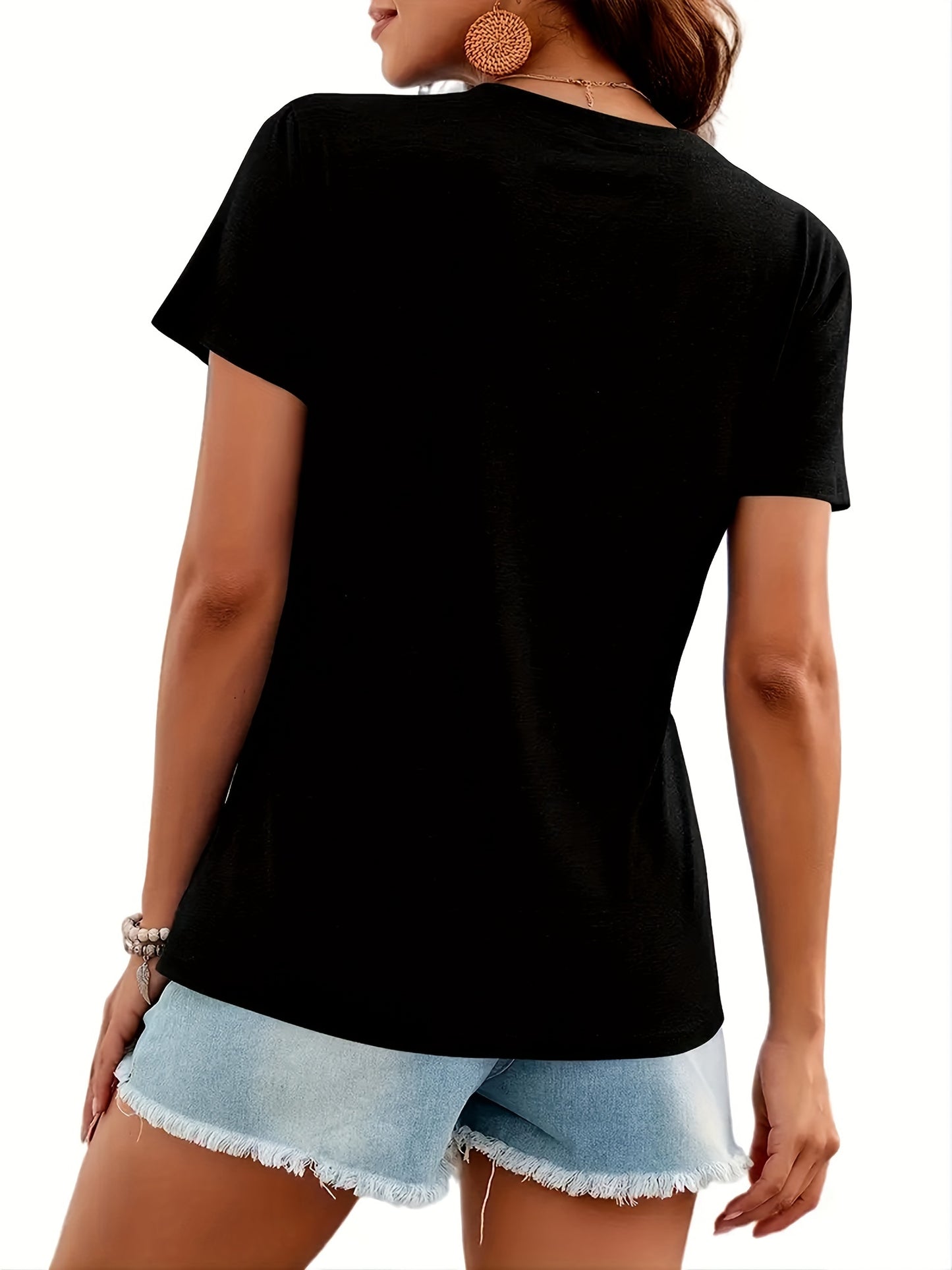 Chic Brooklyn Vibes Tee - Comfy V-Neck, Short-Sleeved, Casual Womens Summer Top