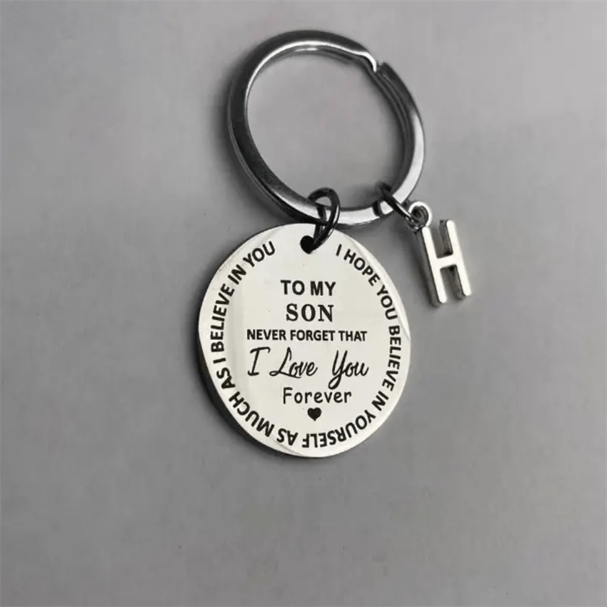 Stainless Steel Engraved Keychain Inspirational Gift For Son/ Daughter Keyring Ornament Bag Purse Charm Accessories