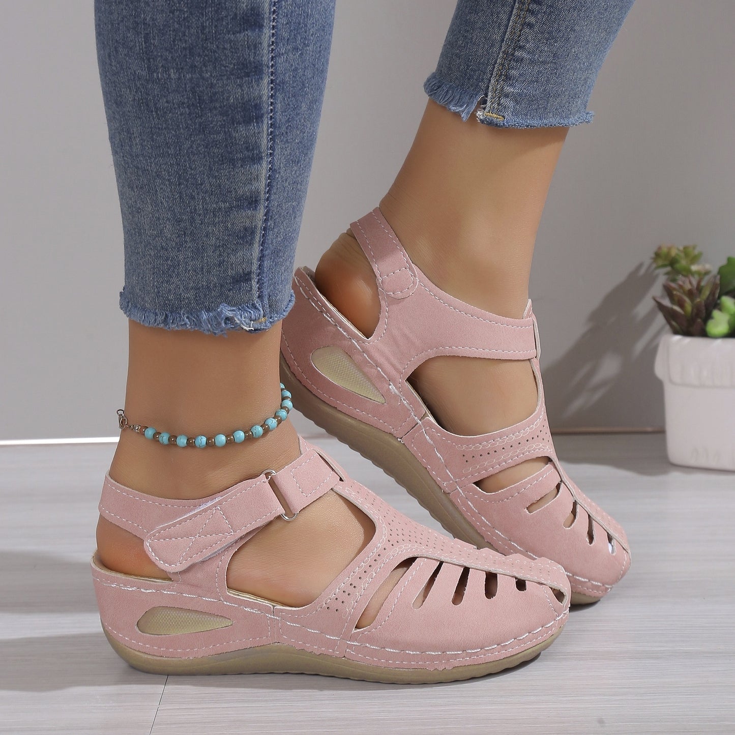 Fashionable Womens Wedge Sandals - Comfortable Platform Heels with Secure Ankle Straps - Durable Solid Colors for Stylish Summer Footwear