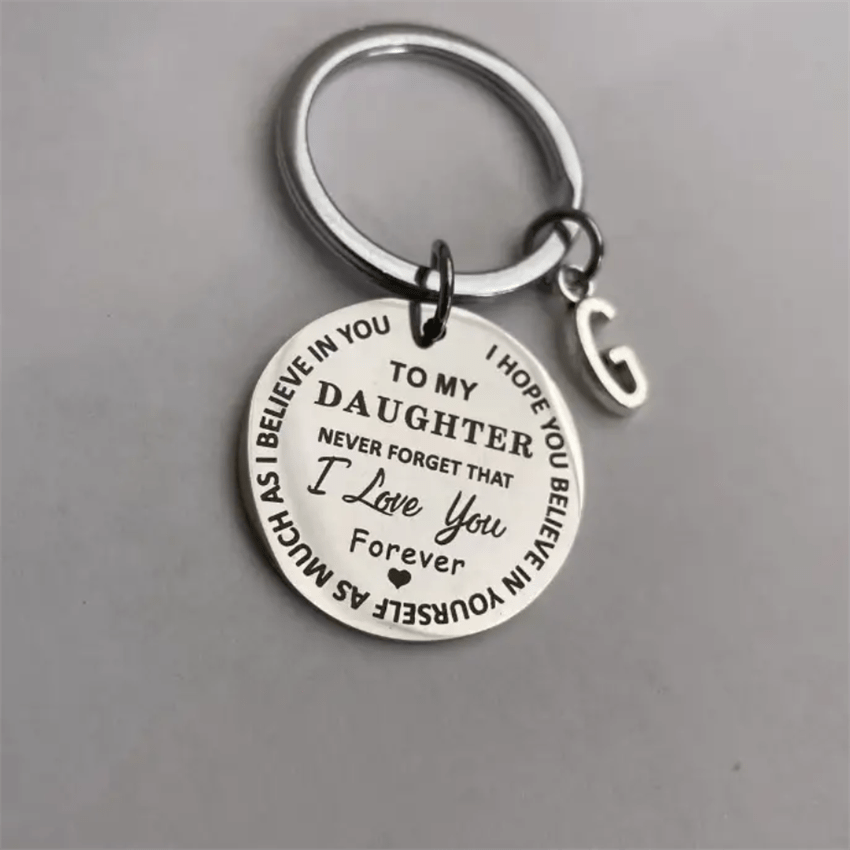 Stainless Steel Engraved Keychain Inspirational Gift For Son/ Daughter Keyring Ornament Bag Purse Charm Accessories