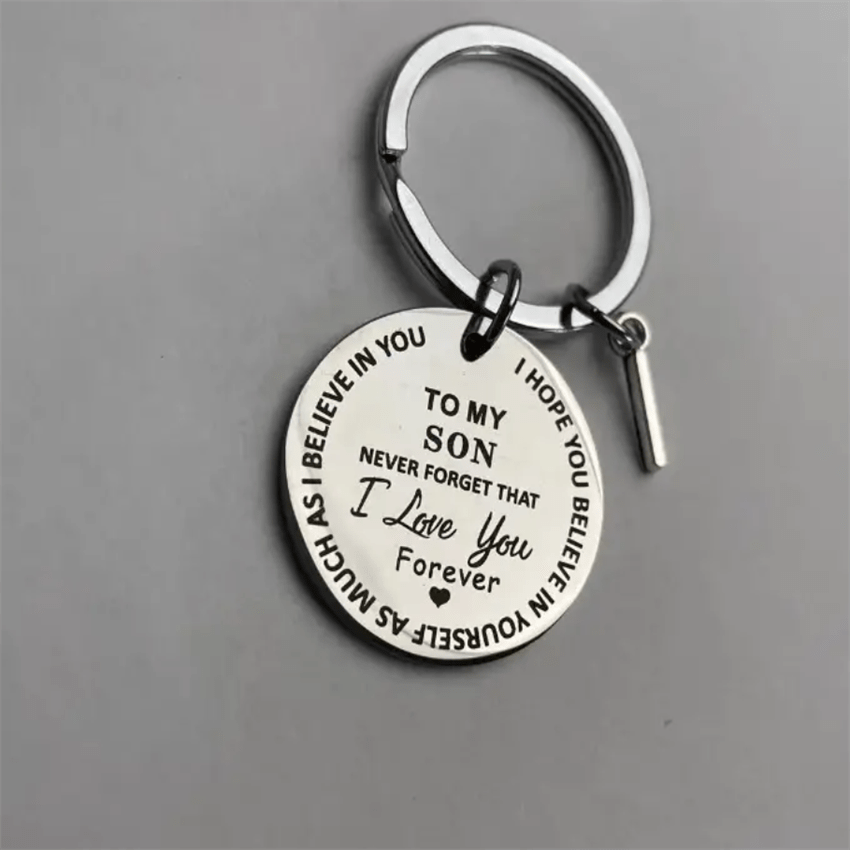 Stainless Steel Engraved Keychain Inspirational Gift For Son/ Daughter Keyring Ornament Bag Purse Charm Accessories