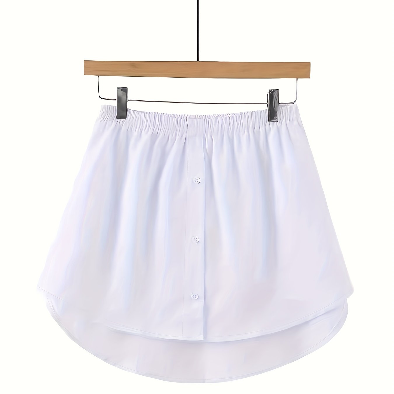 Dipped Hem Buttons Skirts, Casual Elastic Waist Hem Arc Skirts, Women's Clothing