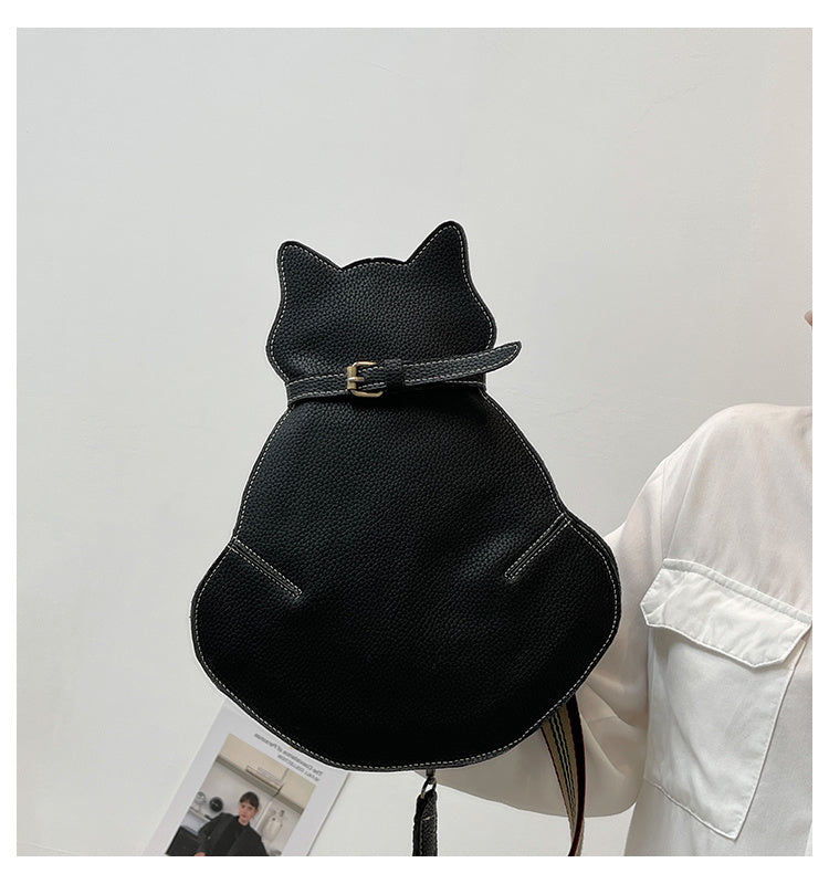 Cat Shaped Shoulder Bag, Vintage PU Leather Sling Bag, Women's Kawaii Crossbody Purse