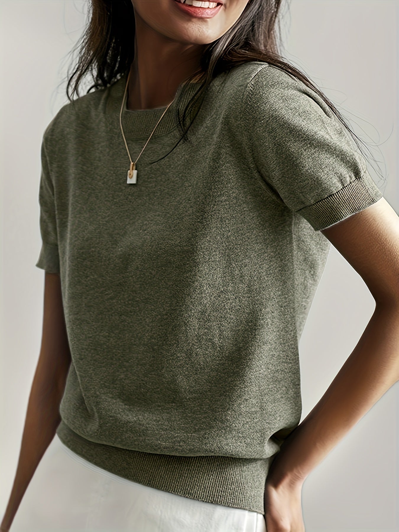 Womens Valentines Day Charm - Lightweight Crew Neck Sweater with Short Sleeves - Perfect for Spring & Summer Romance - Versatile Casual Wear