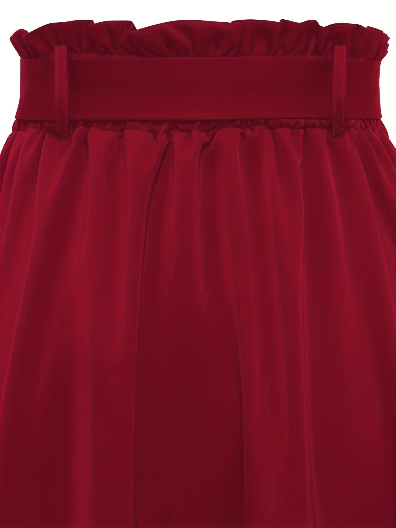 Solid Belted Maxi Skirts, Elegant Pleated Versatile Skirts, Women's Clothing