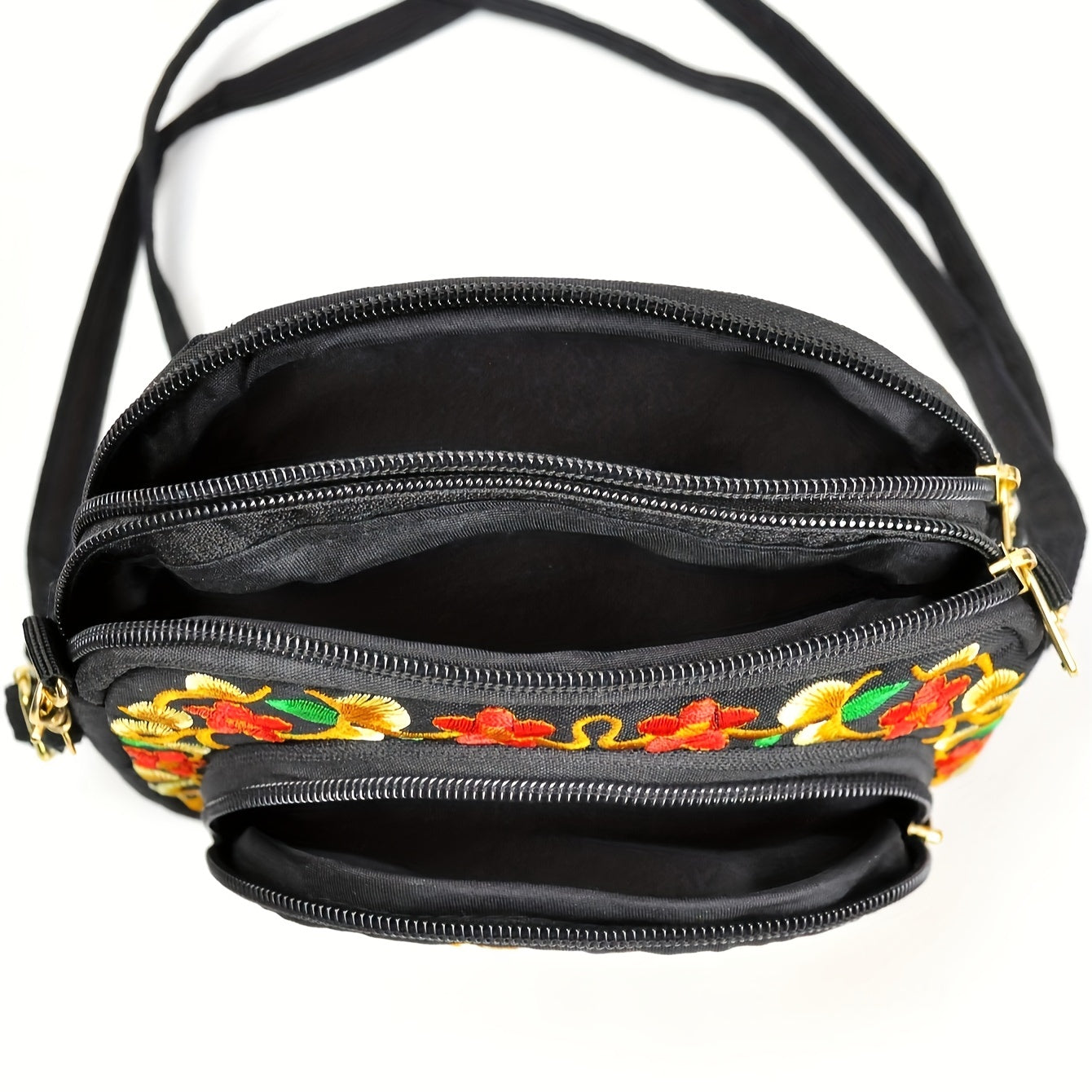 Stylish Double-Sided Embroidered Canvas Coin Purse Phone Bag for Women - Spacious Interior, Zipper Closure, and Detachable Strap - Ideal for Daily Use and Travel