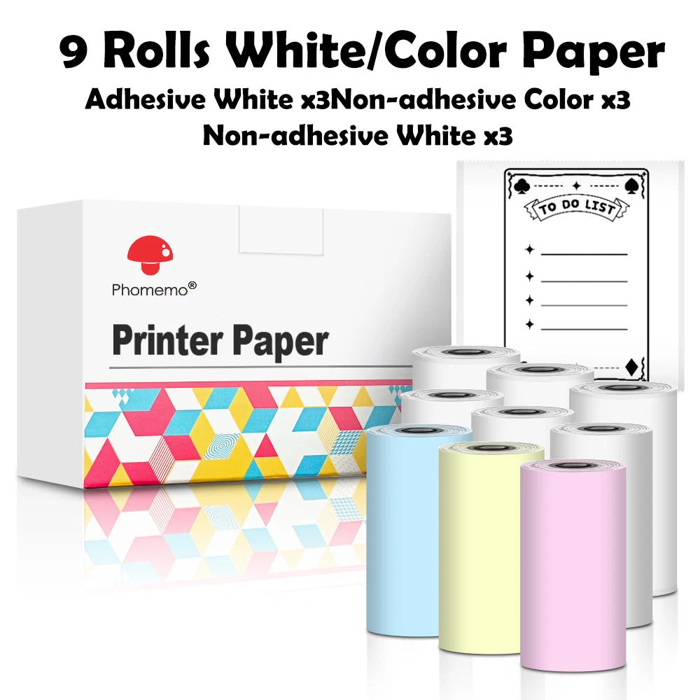 Phomemo 3 Rolls Self-adhesive Transparent Sticker Thermal Paper for T02 M02X Label Sticky DIY Photo Texts Study Notes Printing