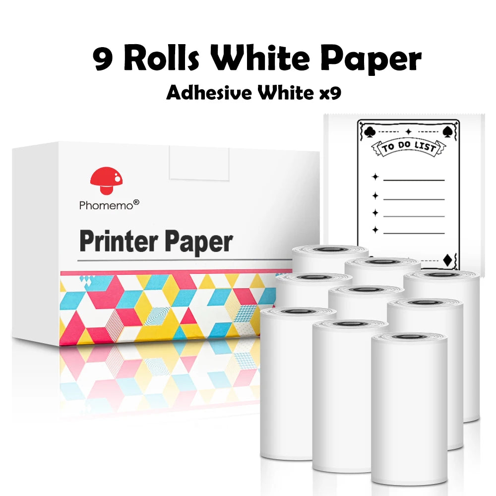 Phomemo 3 Rolls Self-adhesive Transparent Sticker Thermal Paper for T02 M02X Label Sticky DIY Photo Texts Study Notes Printing