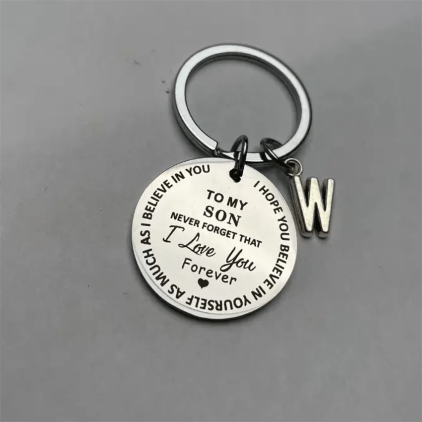 Stainless Steel Engraved Keychain Inspirational Gift For Son/ Daughter Keyring Ornament Bag Purse Charm Accessories