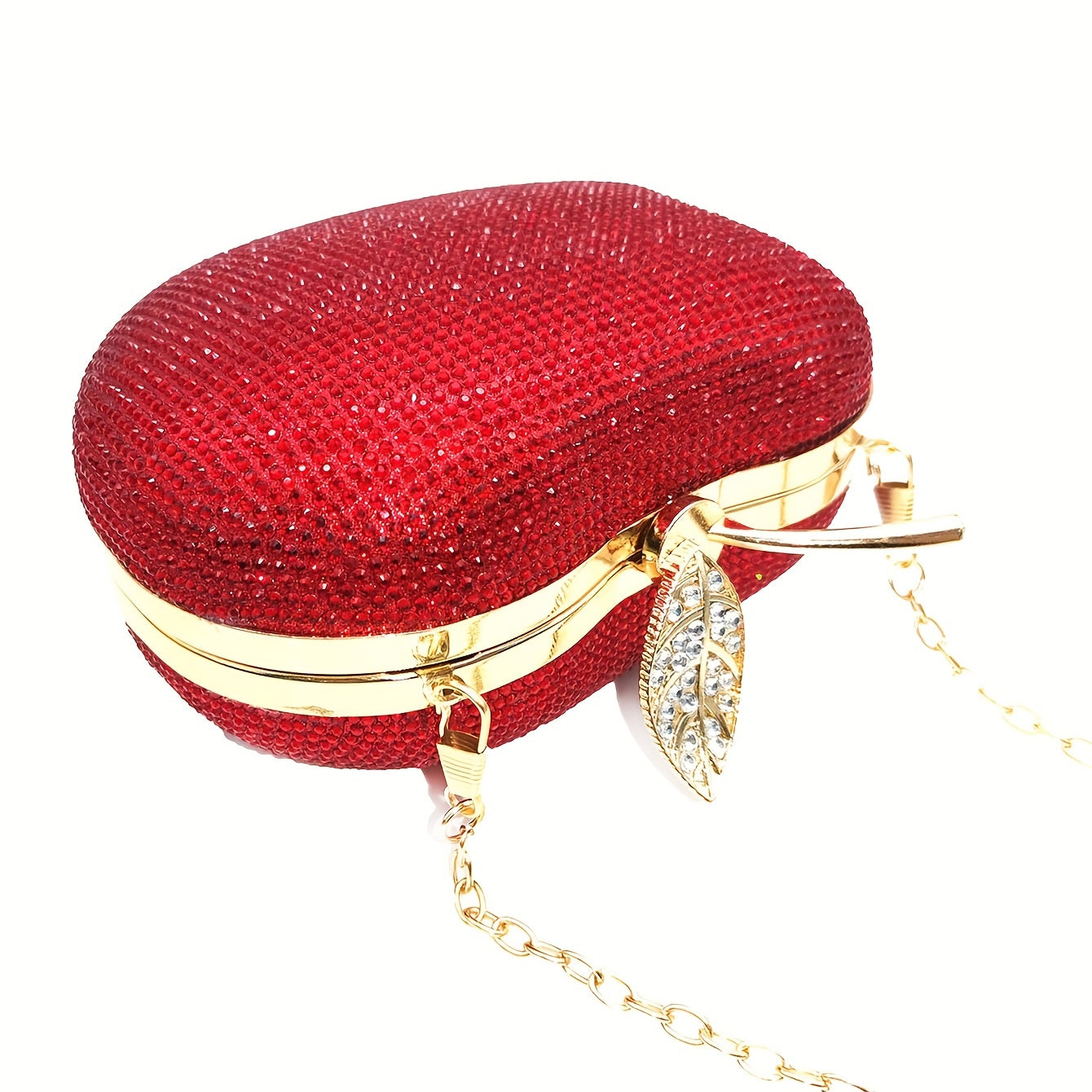Mini Red Apple Evening Bag, Rhinestone Clutch Prom Purse, Sparking Handbag For Wedding & Party (5.91*5.12*2.36) Inch Best Gifts for Carnaval