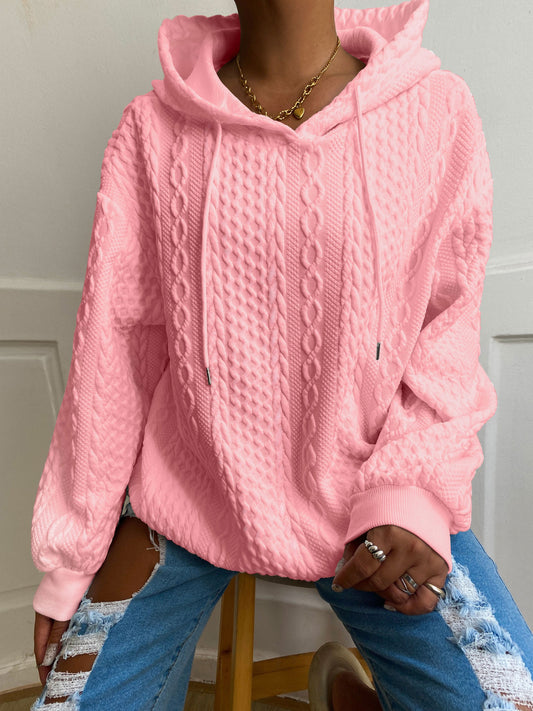 Plus Size Womens Comfortable Ribbed Hoodie - Stylish Solid Color with Slight Stretch Drawstring Sweatshirt for Casual Everyday Fashion