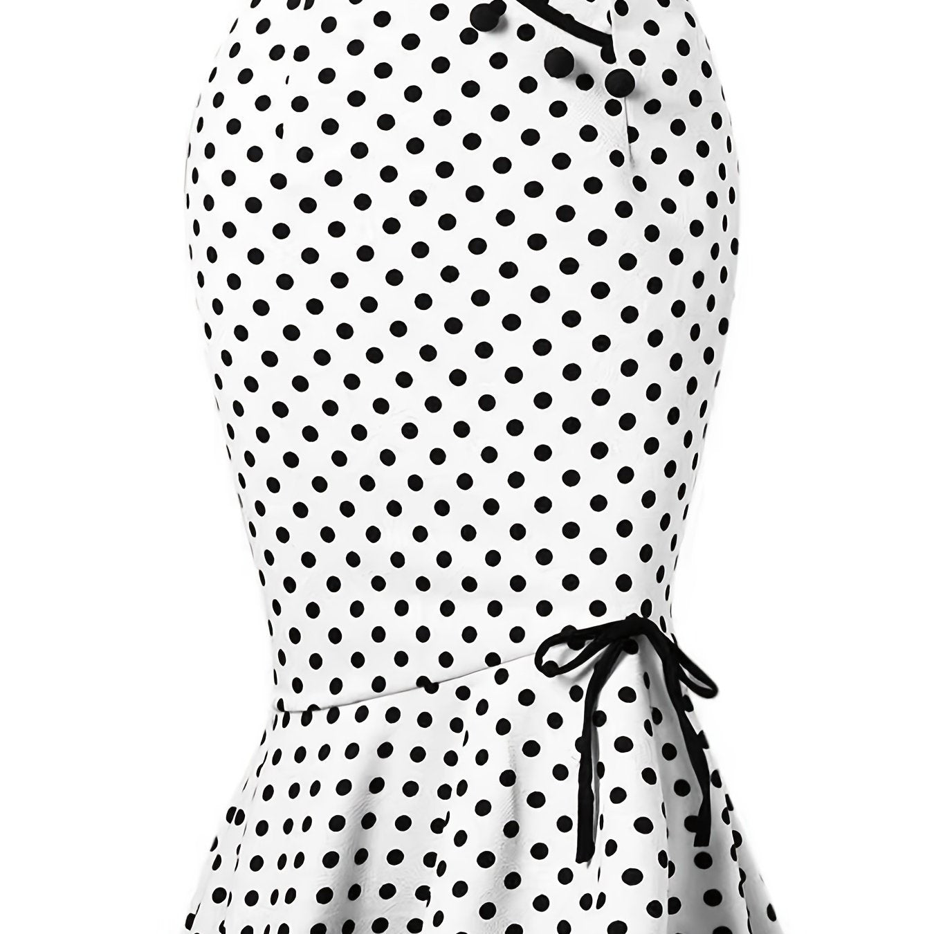 Polka Dot Bodycon Button Lace Up Skirts, Sexy Mature Fishtail Party Skirts, Women's Clothing
