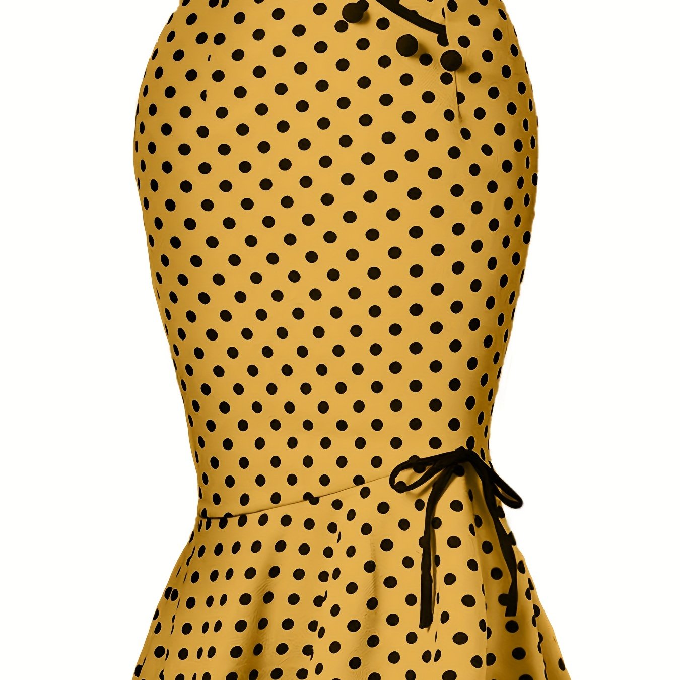 Polka Dot Bodycon Button Lace Up Skirts, Sexy Mature Fishtail Party Skirts, Women's Clothing