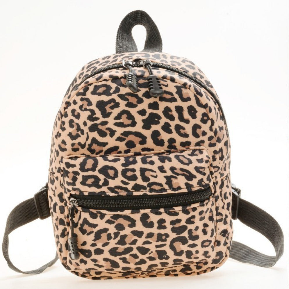 Animal Print Nylon Backpack, Women's Fashion Multi Zipper Schoolbag, Small Purse For Work & School