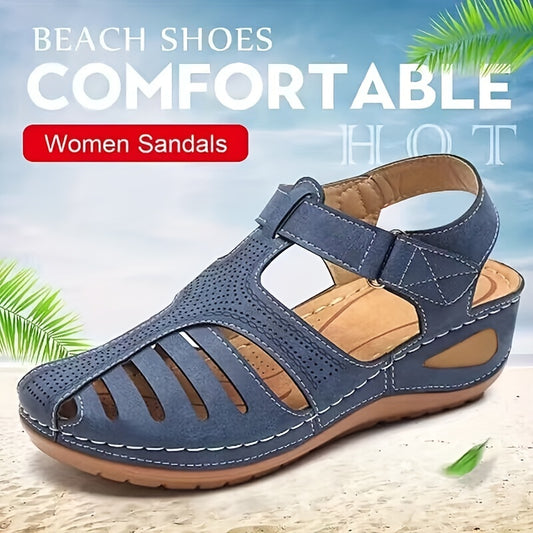 Fashionable Womens Wedge Sandals - Comfortable Platform Heels with Secure Ankle Straps - Durable Solid Colors for Stylish Summer Footwear