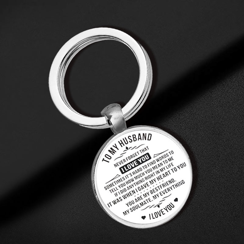 To My Husband Time Gem Key Chain Fashion Creative Letter Key Chain Small Gift Ornament Bag Purse Charm Accessories