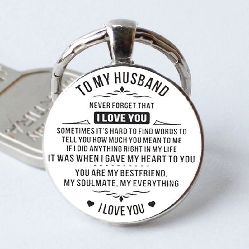 To My Husband Time Gem Key Chain Fashion Creative Letter Key Chain Small Gift Ornament Bag Purse Charm Accessories