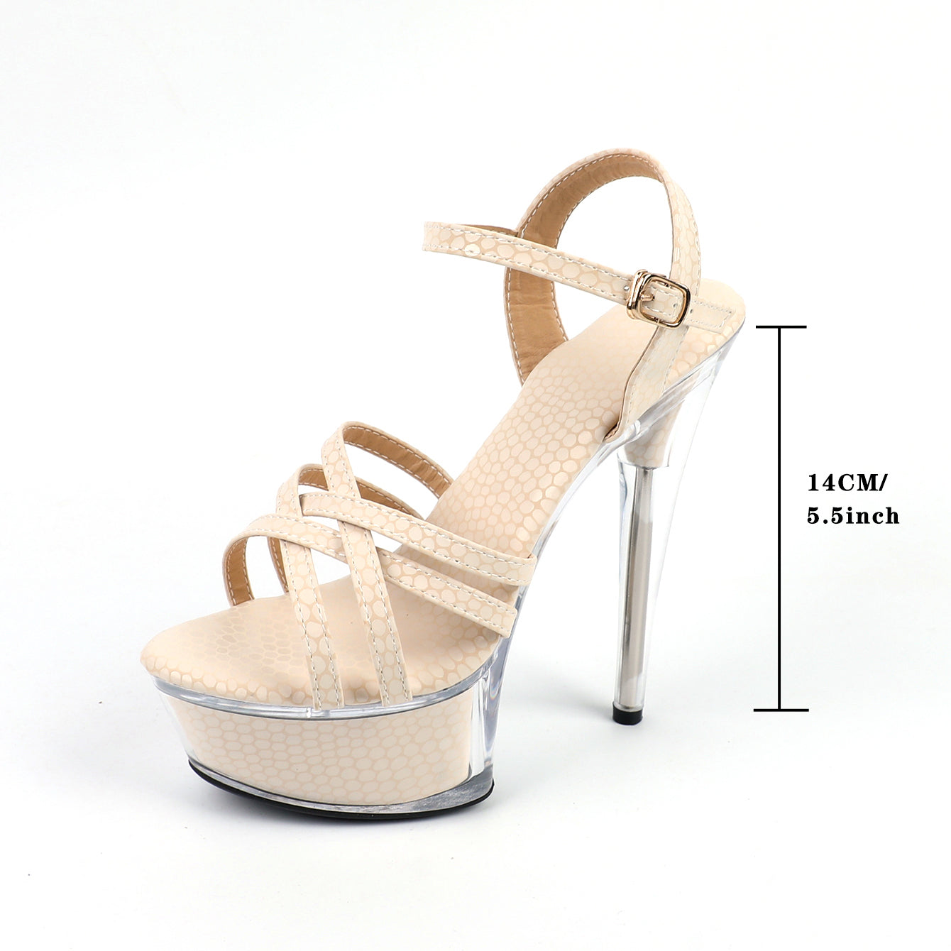 Women's Platform Criss Cross Stiletto Sandals, Open Toe Round Toe Ankle Strap Solid Color High Heels, Women's Fashion Shoes