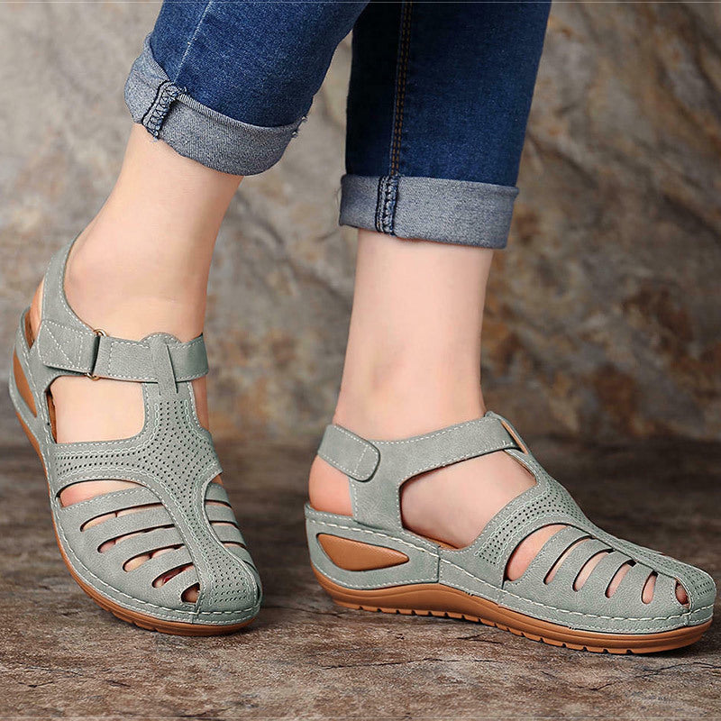 Fashionable Womens Wedge Sandals - Comfortable Platform Heels with Secure Ankle Straps - Durable Solid Colors for Stylish Summer Footwear