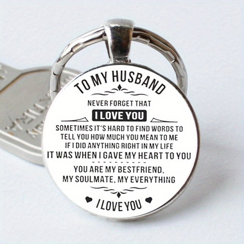 To My Husband Time Gem Key Chain Fashion Creative Letter Key Chain Small Gift Ornament Bag Purse Charm Accessories