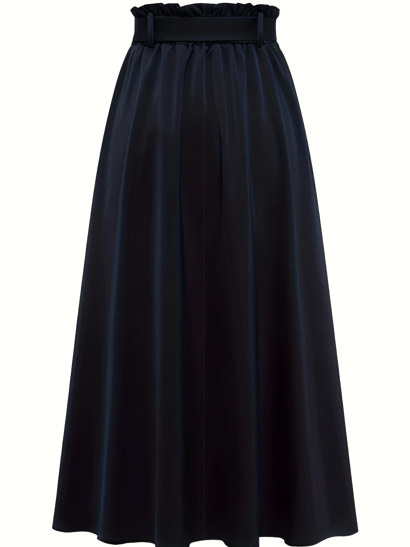 Solid Belted Maxi Skirts, Elegant Pleated Versatile Skirts, Women's Clothing