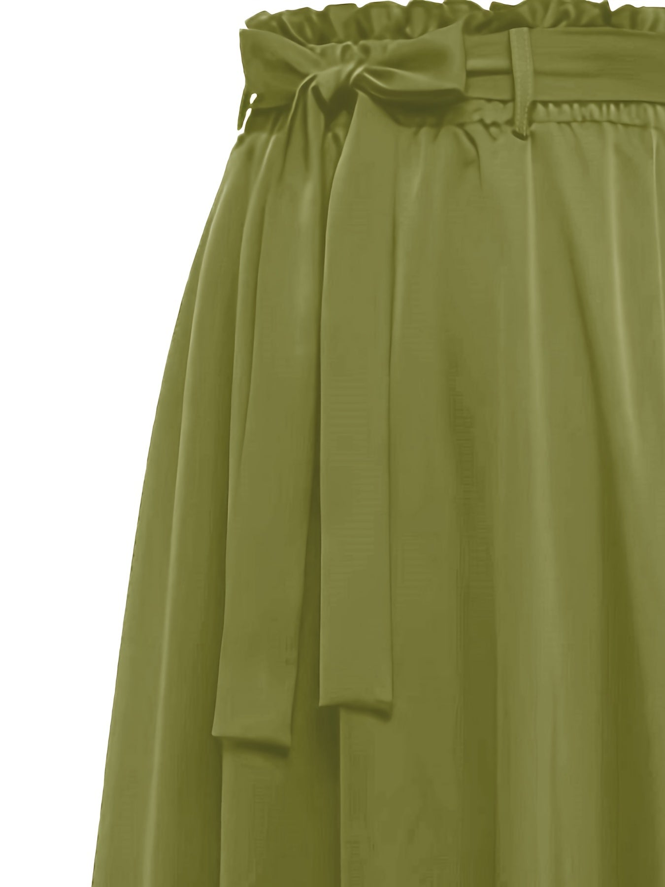 Solid Belted Maxi Skirts, Elegant Pleated Versatile Skirts, Women's Clothing