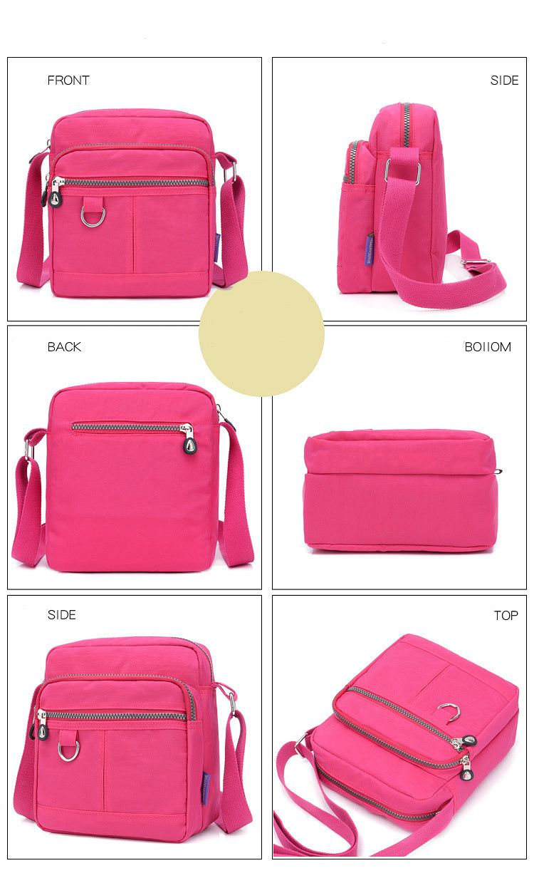 Waterproof Shoulder Bag, Women's Nylon Square Purse, Lightweight Crossbody Bag With Multi Pockets