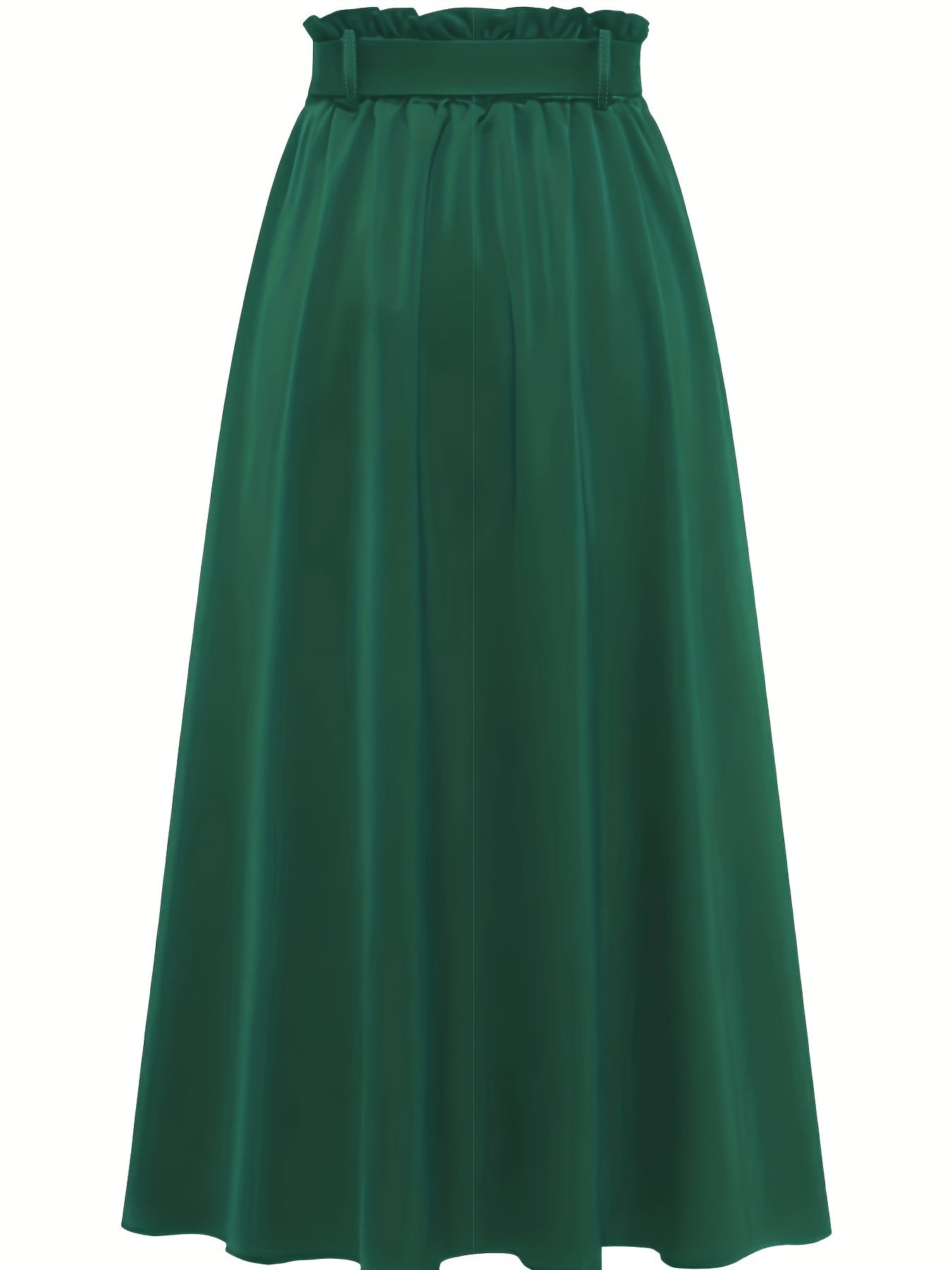 Solid Belted Maxi Skirts, Elegant Pleated Versatile Skirts, Women's Clothing