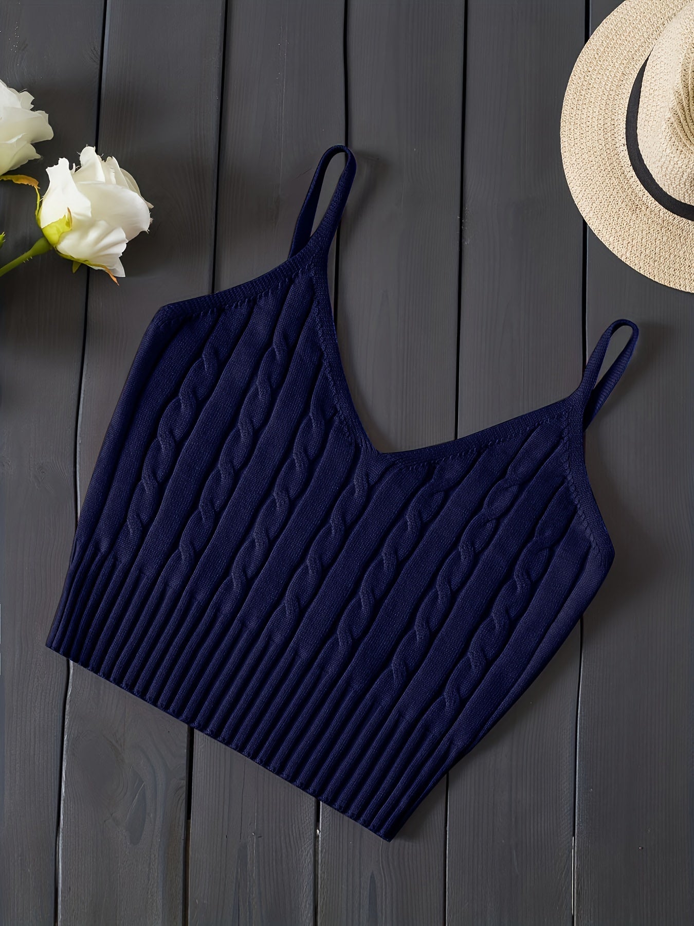 Romantic Valentines Day Soft Knit Cami Crop Top - Flirty Sleeveless Style for Spring & Summer - Comfortable Casual Wear, Womens Fashion Essential