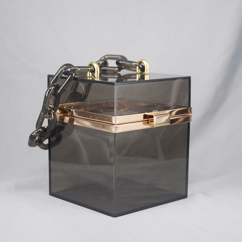 Acrylic Transparent Box Purse, Summer Crossbody Chain Bag, Small Fresh Square Shoulder Bag With Acrylic Chain