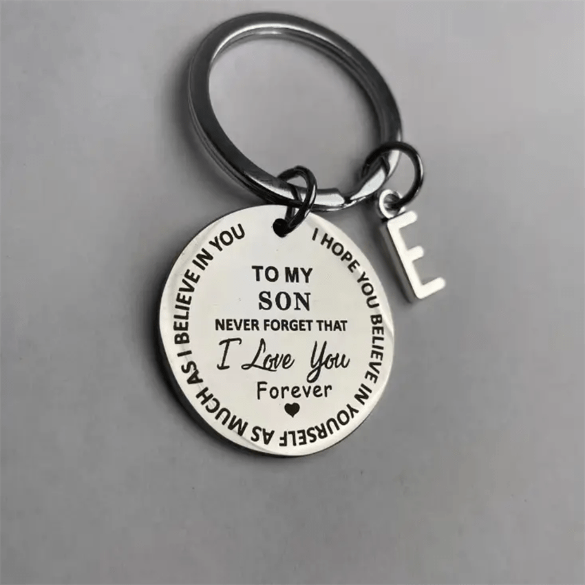 Stainless Steel Engraved Keychain Inspirational Gift For Son/ Daughter Keyring Ornament Bag Purse Charm Accessories