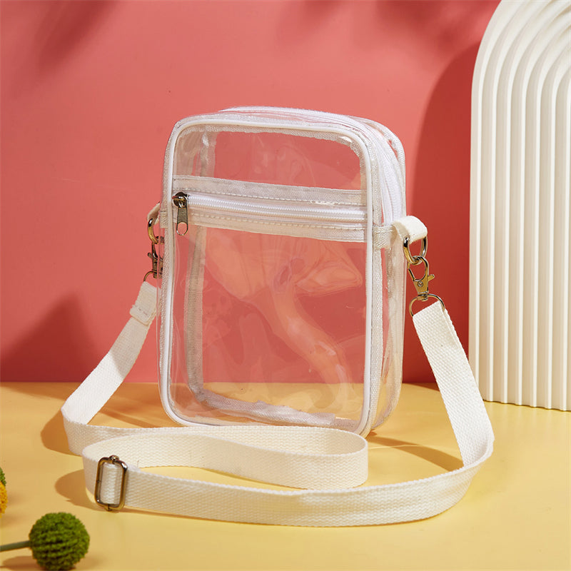 Stylish Mini Clear Crossbody Bag - Trendy PVC Square Phone Purse with Zipper Closure, Adjustable Shoulder Strap, and Spacious Interior - Perfect for Beach, Travel, and Daily Use (5.9*7.4*1.9) Inch