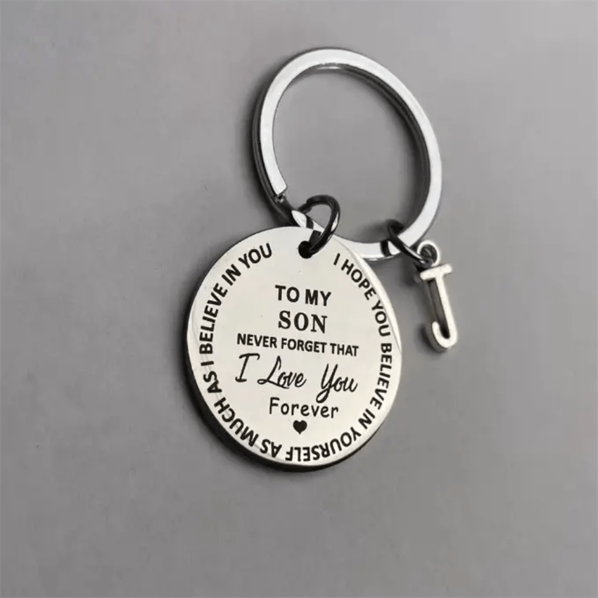 Stainless Steel Engraved Keychain Inspirational Gift For Son/ Daughter Keyring Ornament Bag Purse Charm Accessories