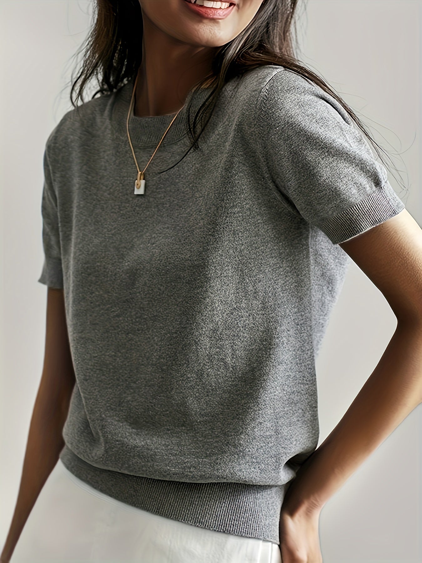 Womens Valentines Day Charm - Lightweight Crew Neck Sweater with Short Sleeves - Perfect for Spring & Summer Romance - Versatile Casual Wear
