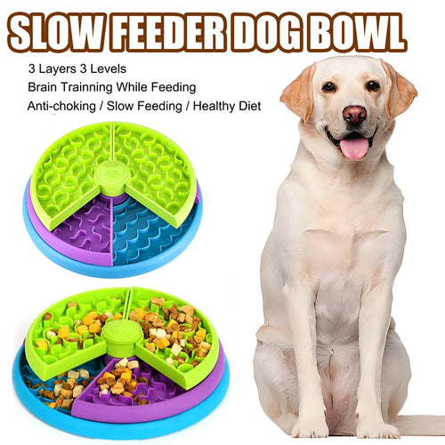 3 Layer Slow Feeder Dog Bowl Interactive and Anti-slip