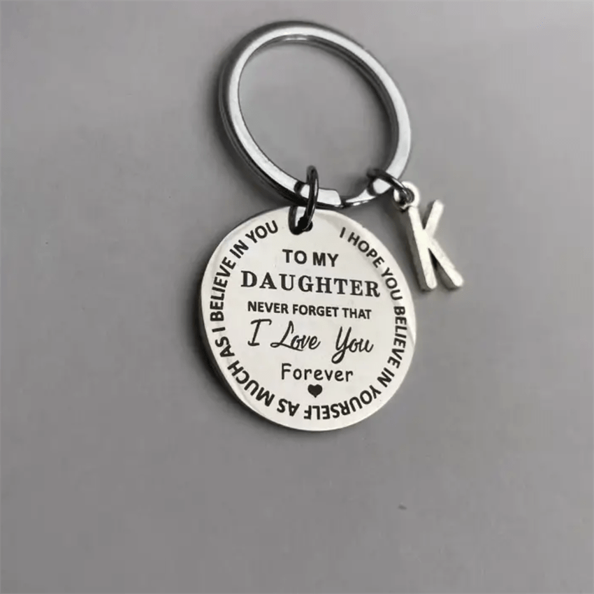 Stainless Steel Engraved Keychain Inspirational Gift For Son/ Daughter Keyring Ornament Bag Purse Charm Accessories