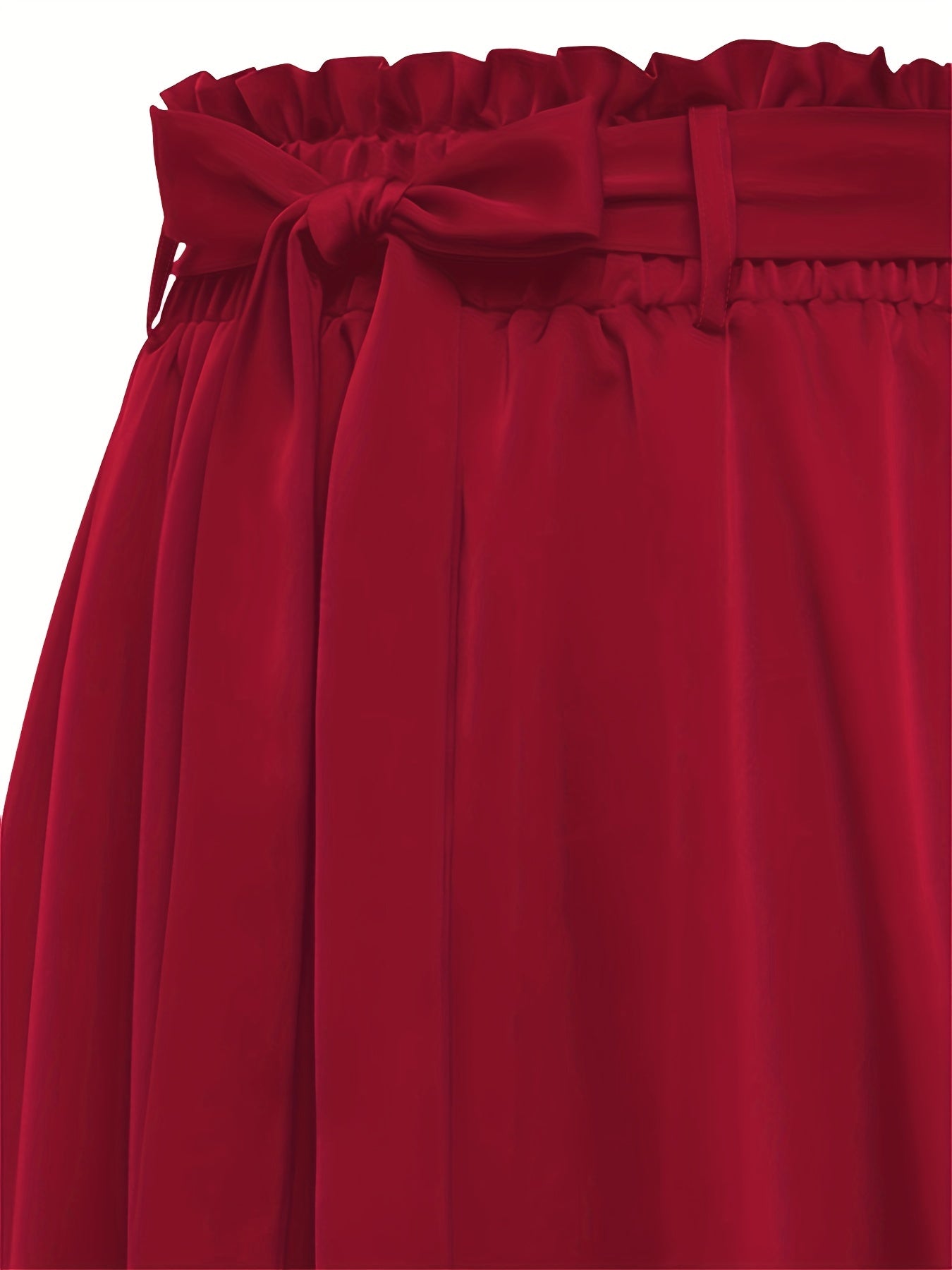 Solid Belted Maxi Skirts, Elegant Pleated Versatile Skirts, Women's Clothing