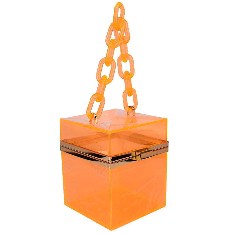 Acrylic Transparent Box Purse, Summer Crossbody Chain Bag, Small Fresh Square Shoulder Bag With Acrylic Chain